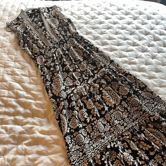 Maggy London Brooke Ruffle Neck Maxi Dress like new - Picture 1 of 6